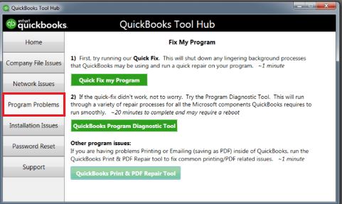 quickbooks tool hub Program Problem
