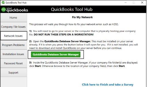Quickboooks database server manager tool