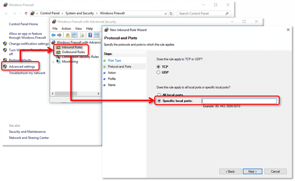 inbound and outbound firewall rules