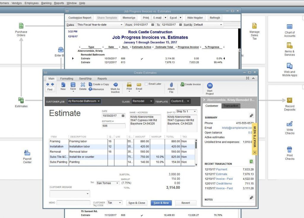 Progress Invoices and Estimate