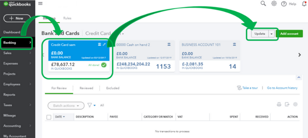 update bank account